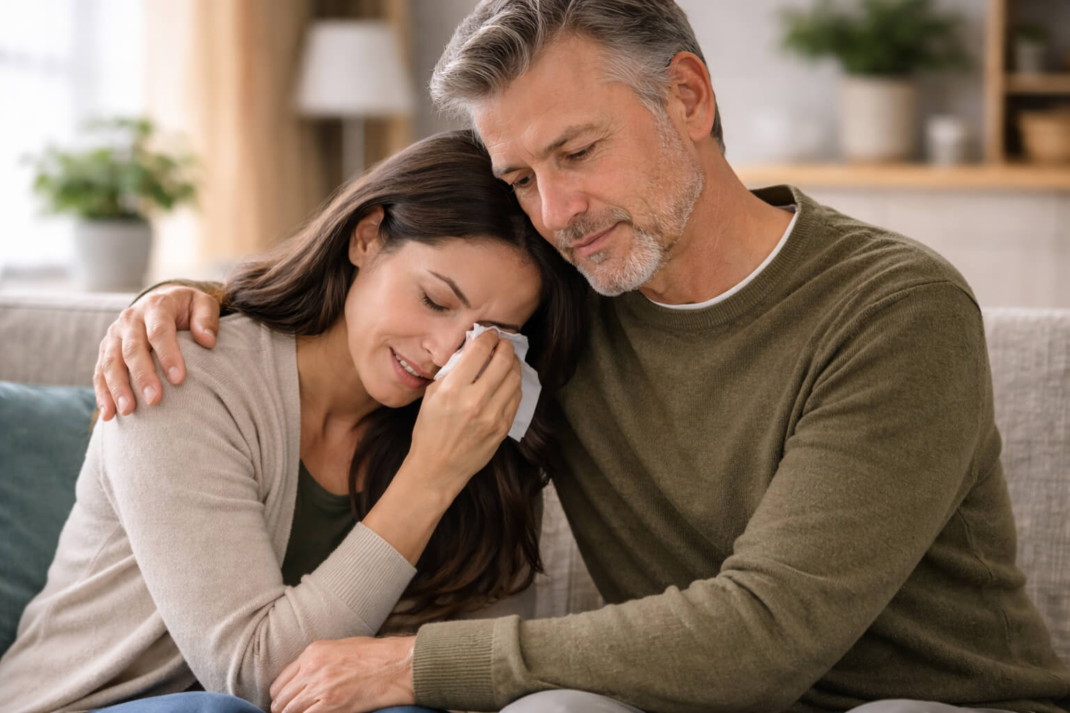 Caregiver holding hands with elderly patient discussing Medicare hospice coverage